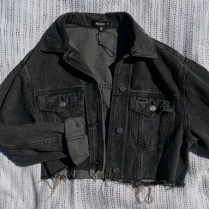 Missguided Distressed Black Denim Jacket